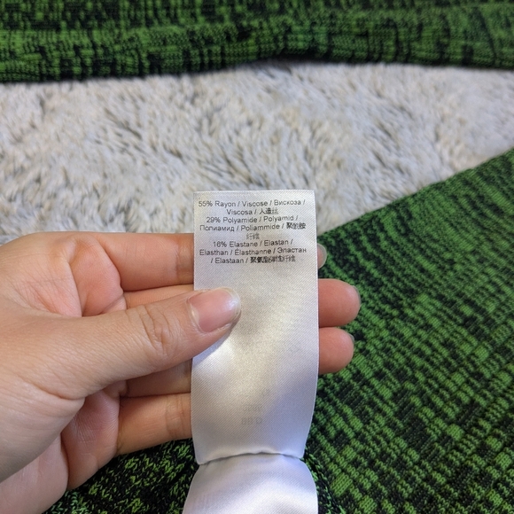 Ganni Melange Dress Midi Green Knit Long Sleeve Bodycon XS - Picture 9 of 11